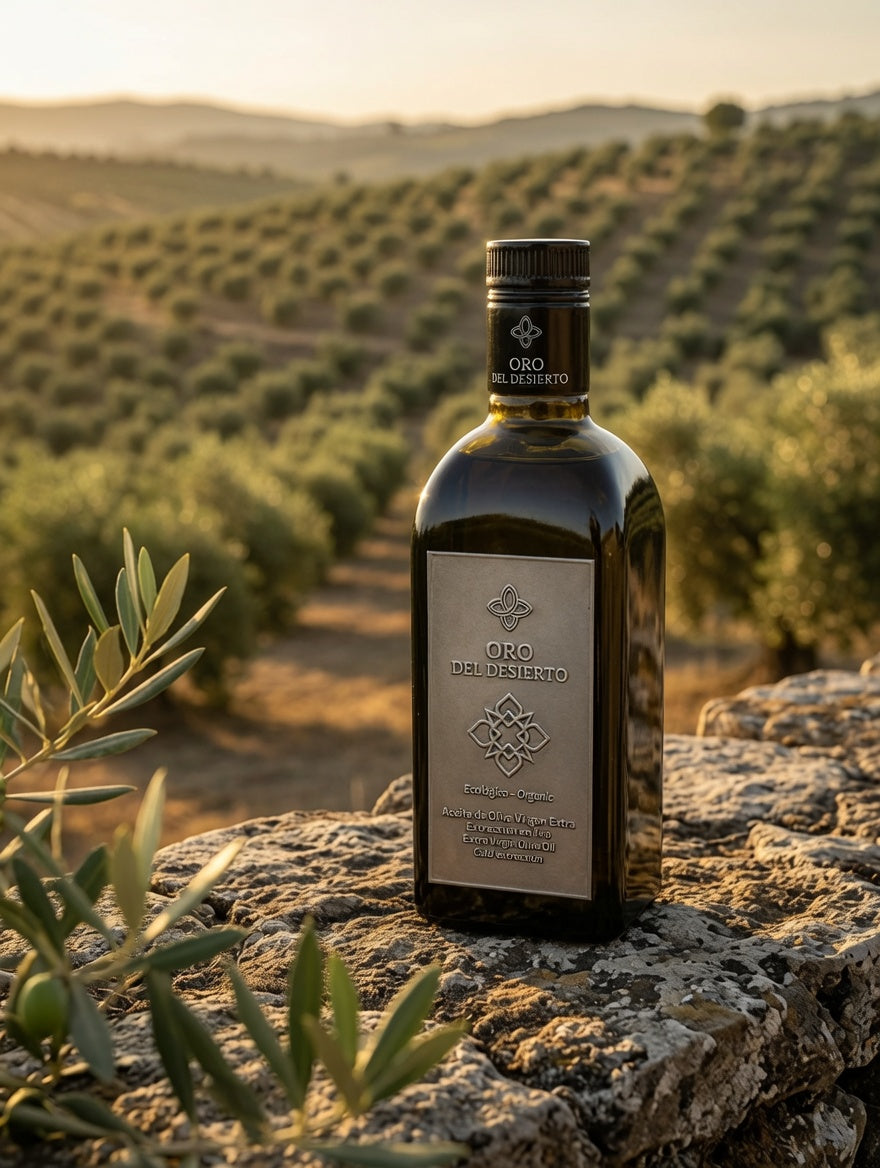 Oro del Desierto Organic Extra Virgin Olive Oil — 500ml (Cold Extracted, Picual/Hojiblanca/Arbequina)