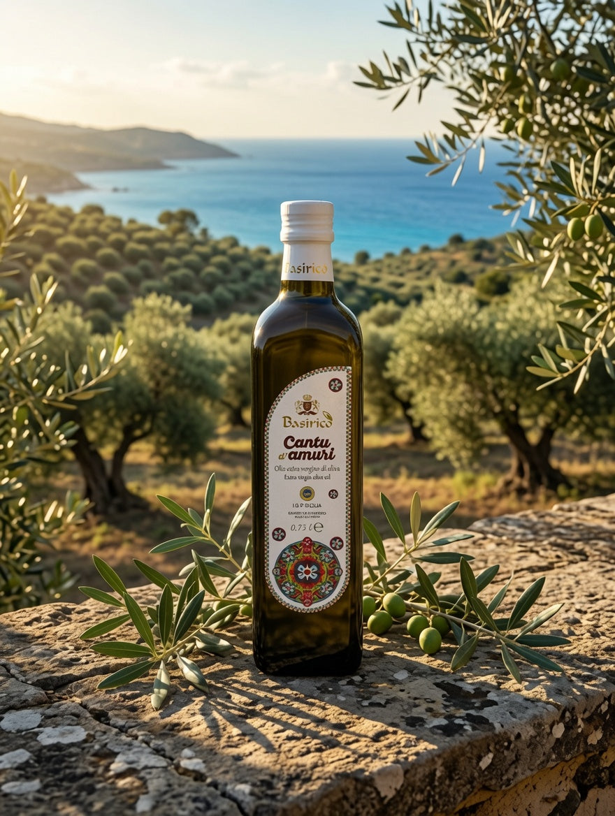 Basiricò Cantu d'Amuri — I.G.P. Sicilia Extra Virgin Olive Oil 750ml (Unfiltered, Cold Extracted)